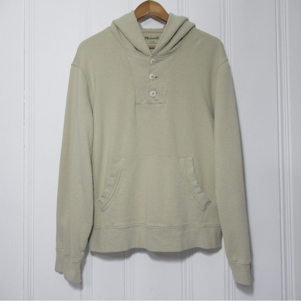 Madewell Men’s Organic Cotton-Hemp Terry Henley Hoodie Sweatshirt Size Medium